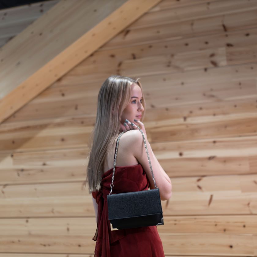 Välke Elchleder Handtasche, schwarz