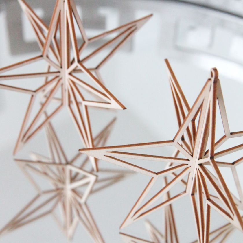 Koivukristalli Tähti koriste Valona, luonnollinen puu ja näyttävä muotoilu