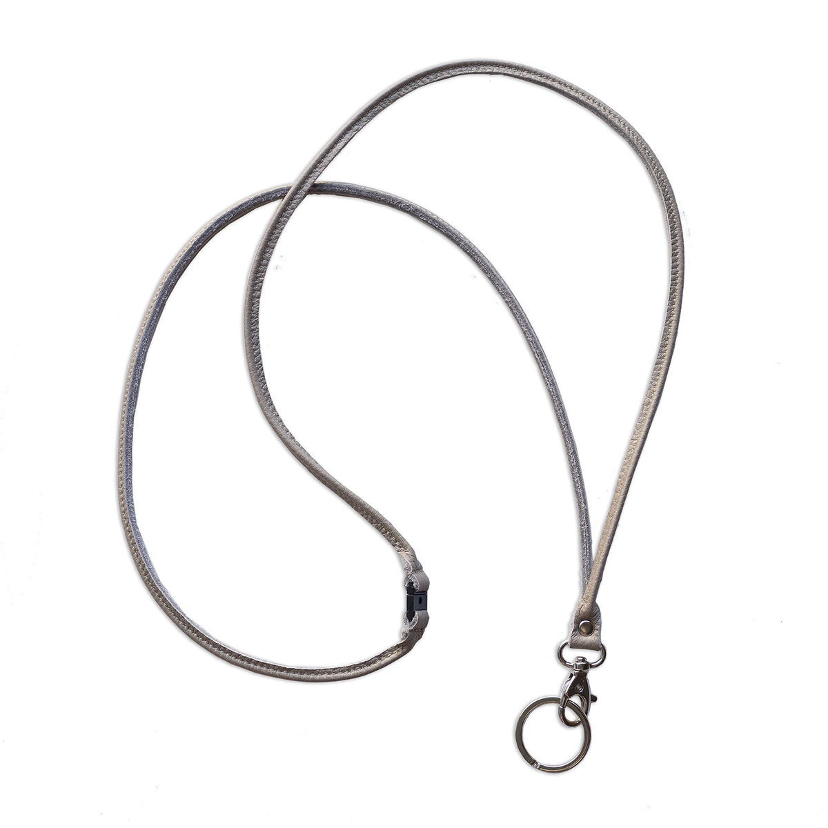 Langer Titanfarbener Schlüsselband aus weichen Elchleder mit Sicherheitschloss, hergestellt in Finnland , Miiko Design