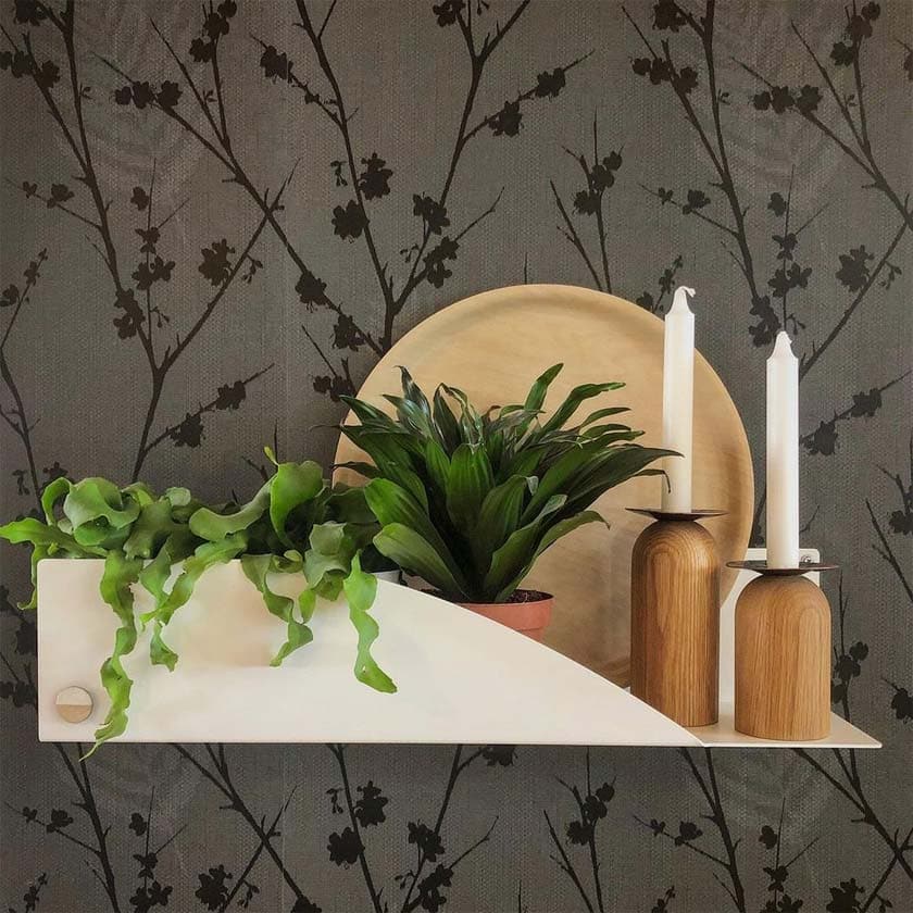 Saimaa seinähylly valkoinen teräs Pauliina Rundgren HandiCrafts