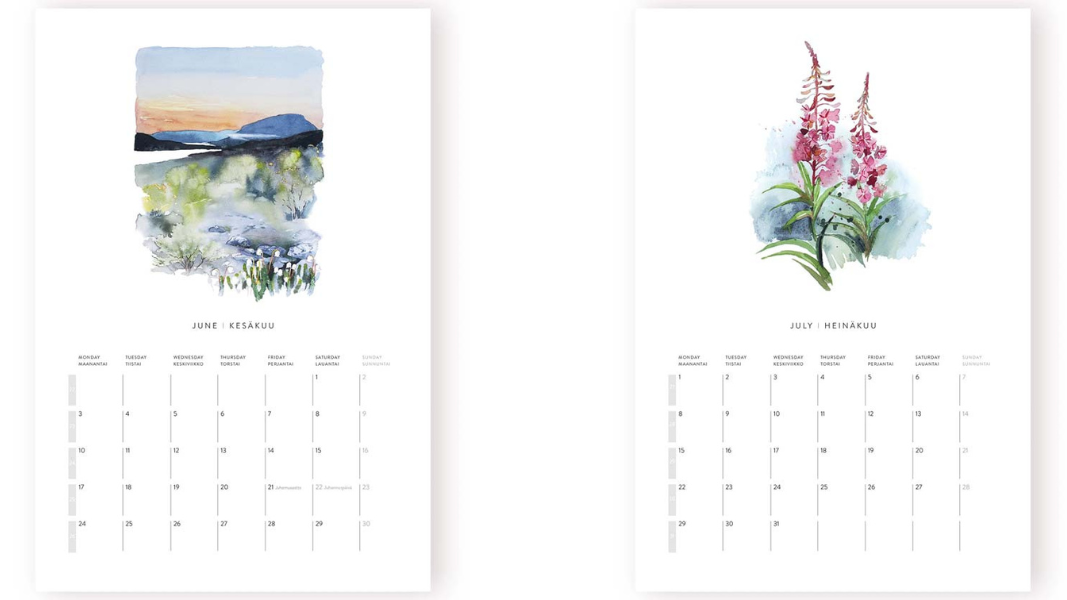Kaunis seinäkalenteri 2024