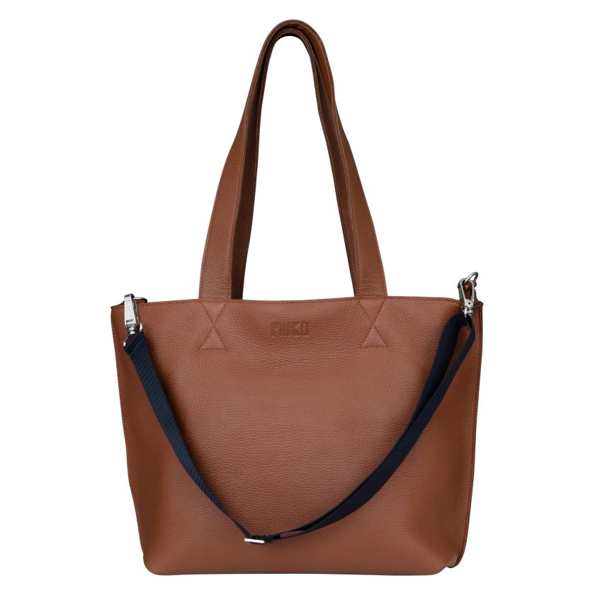 Braune Ledertasche für Alltag und Arbeit, hergestellt in Finnland aus Elchleder, Miiko Design