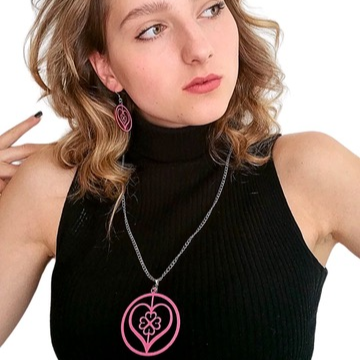 Liebe Glück Halskette und Ohrringe, Rosa finnische Birke, Hergestellt in Finnland Mai Niemi