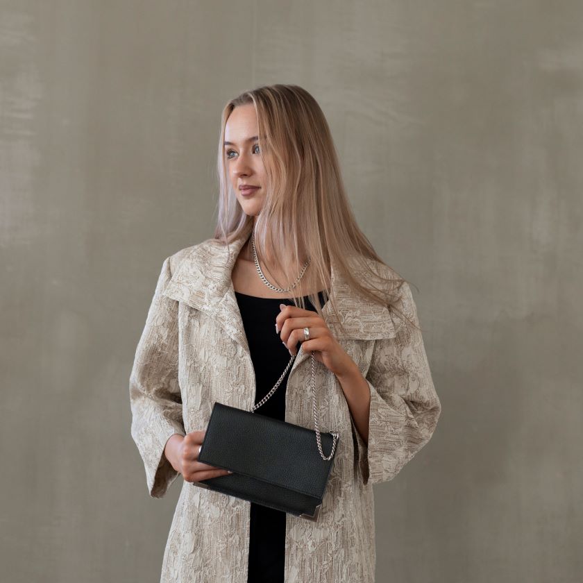 Välke Elchleder Handtasche, schwarz