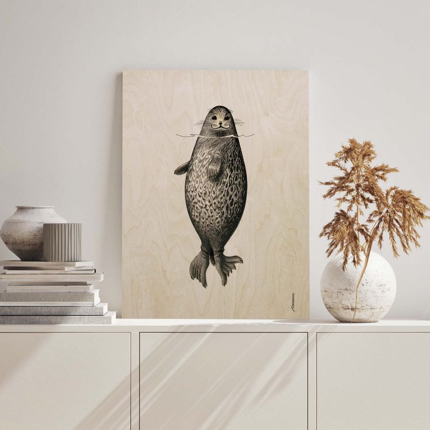 Erik Bruun Norppa taulu koivuvaneria Saimaannorppa