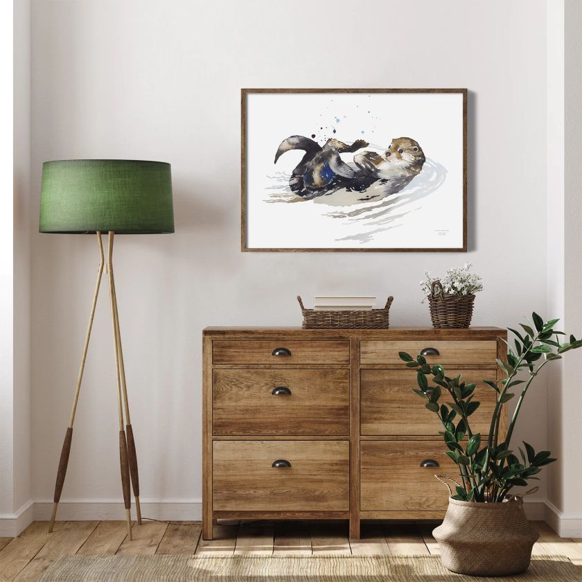 Otter Poster 50x70 cm, Aquarellen Tierbild aus Finnland, The Finland Shop