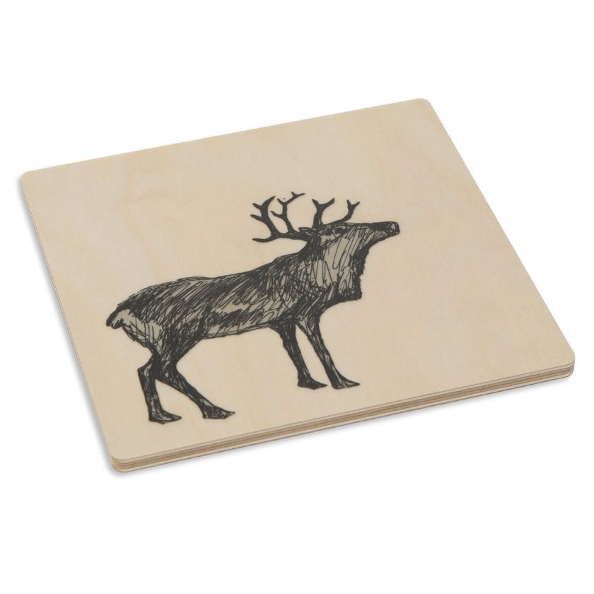 Rentier Topfuntersetzer aus finnische Birke, hergestellt in Finnland, Miiko Design