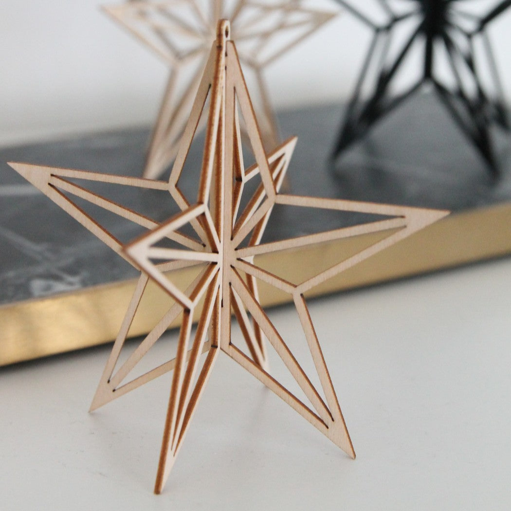 Pieni puinen Koivukristalli tähti koriste - Valona, suomalaisesta koivusta