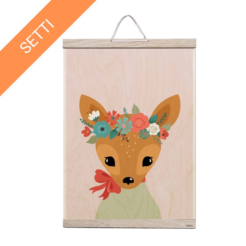 Bambi Holtzbild und Posterrahmen Sett für Kinderzimmer, hergestellt in Finnland