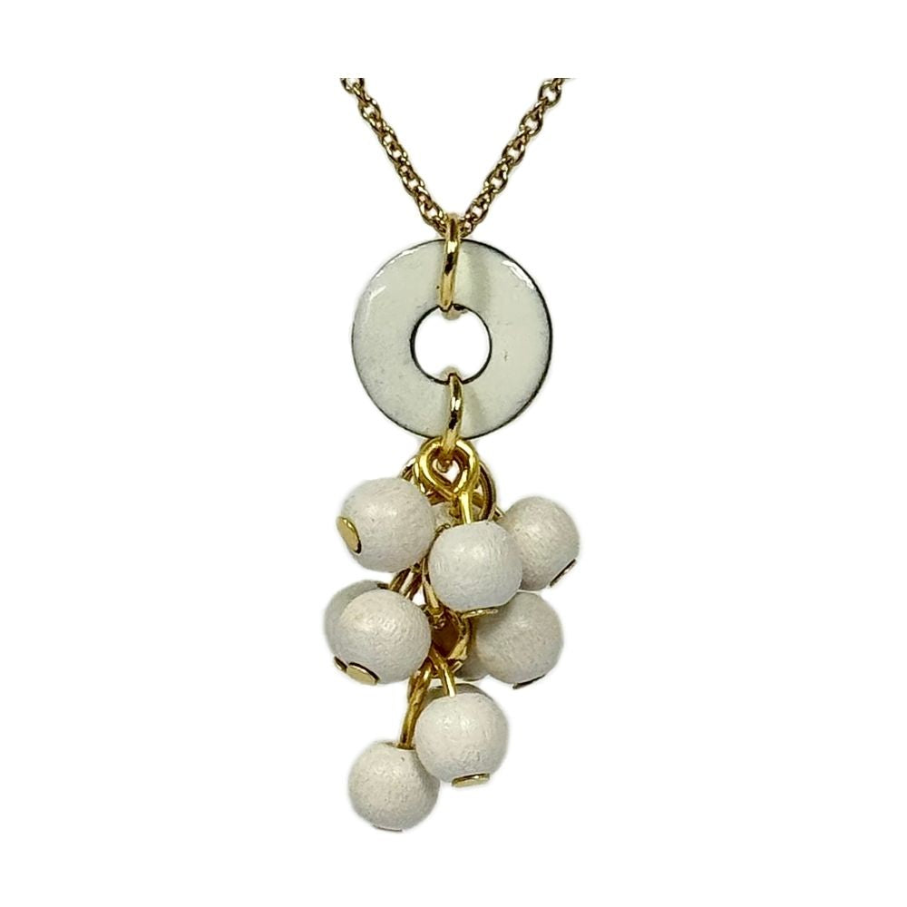 Weiße Mimosa Schmuckset mit Ohrringe und Halskette, Holzperlen, Skandinavischer Style, The Finland Shop