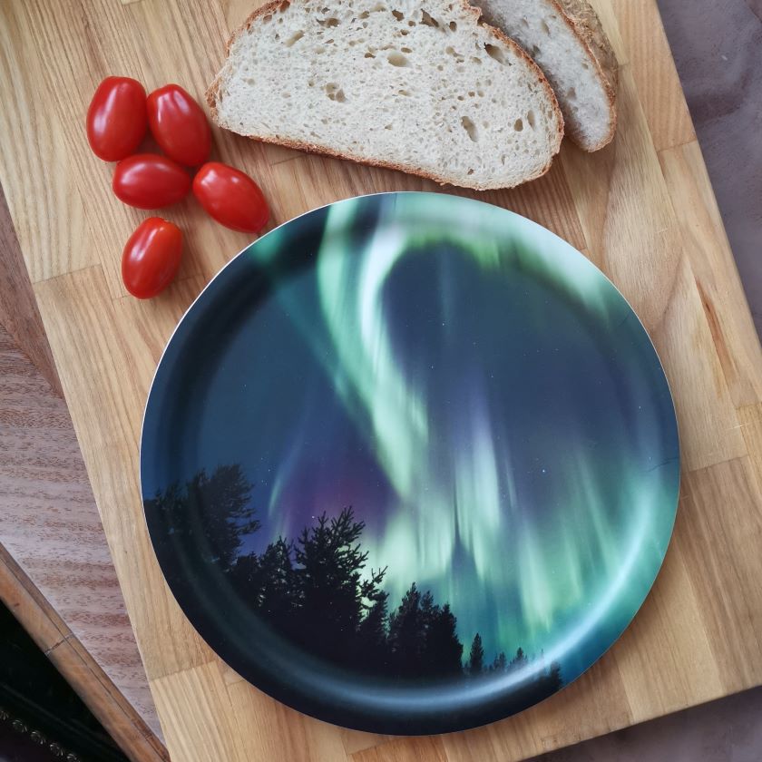 Revontuli tarjotin puu pyöreä, lahja ulkomaille, Finnish design, The Finland Shop