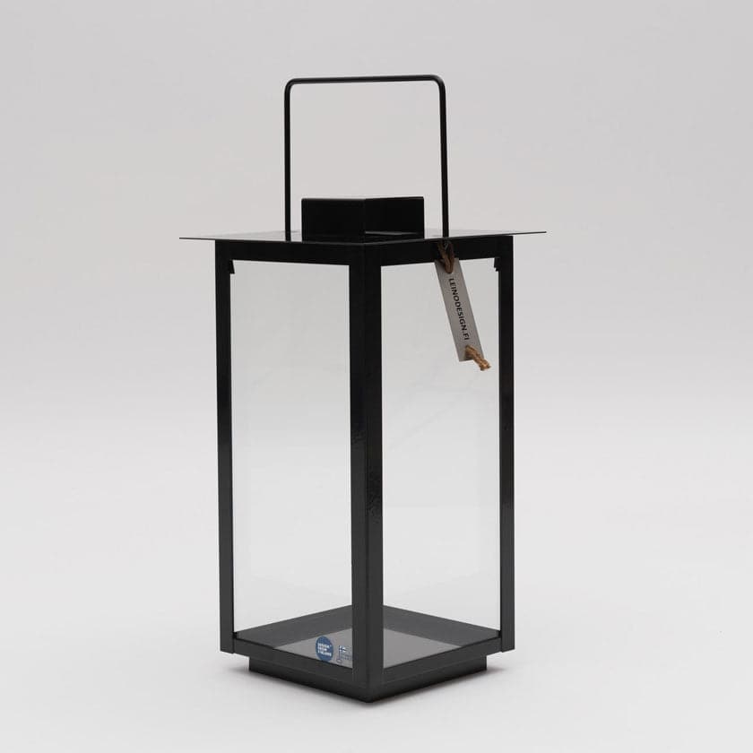 Musta lyhty ruostumaton teräs suomalainen leino design ulkolyhty