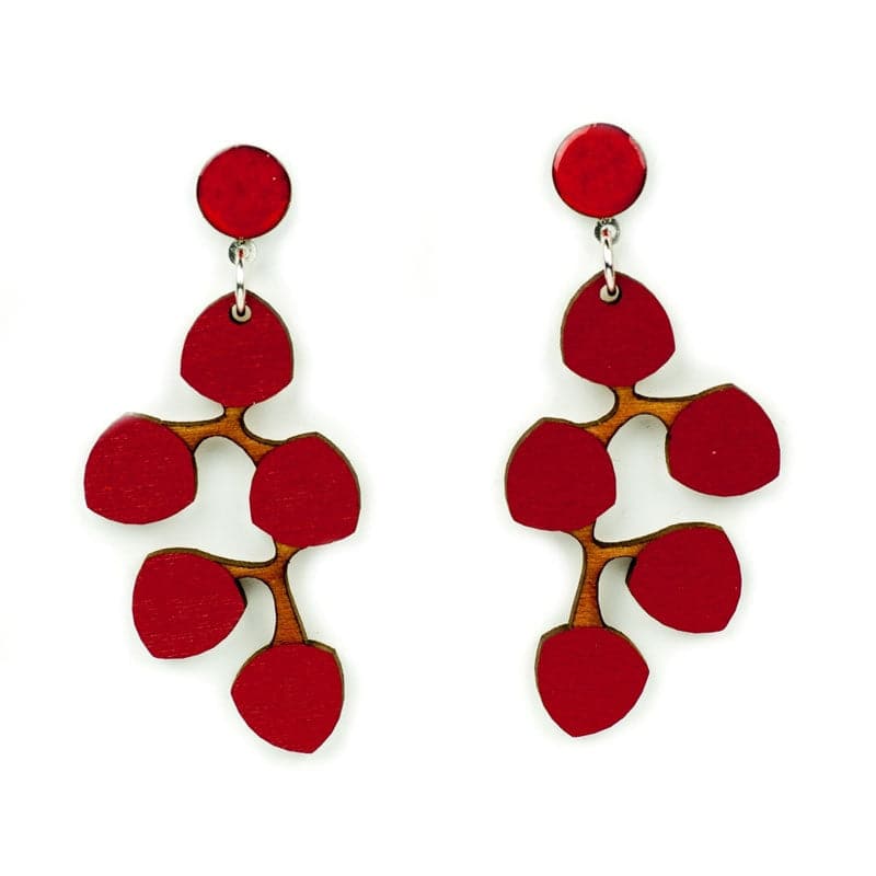 Pauliina Rundgren HandiCrafts Lumimarja puukorvakorut punainen