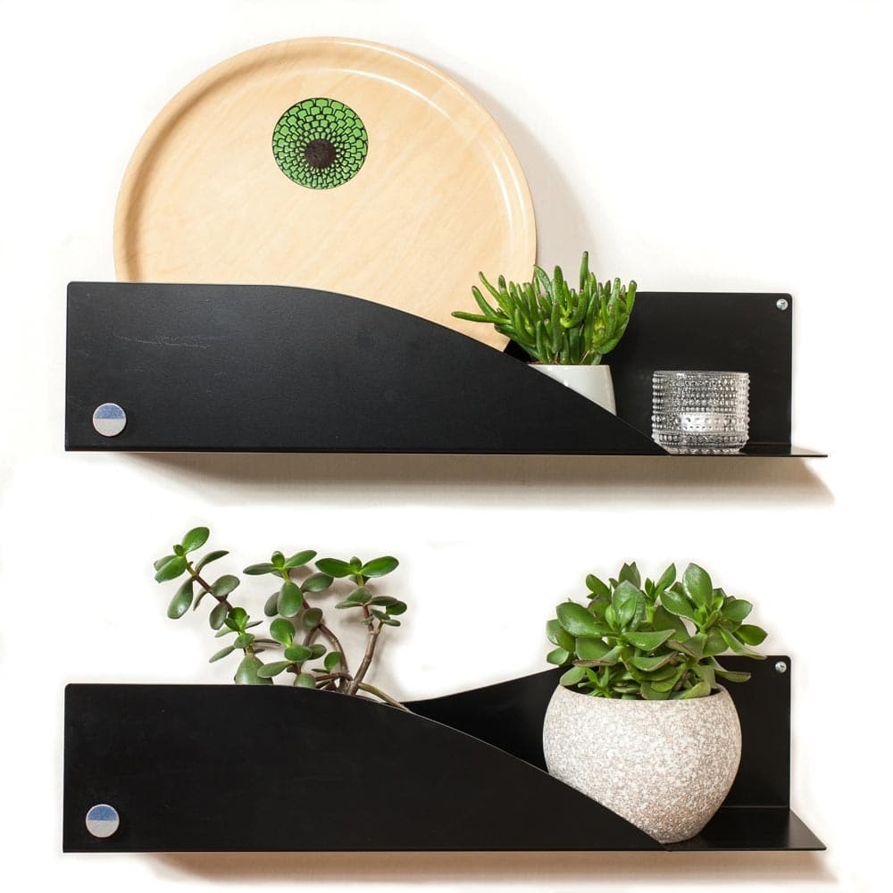 Saimaa seinähylly musta teräs Pauliina Rundgren HandiCrafts