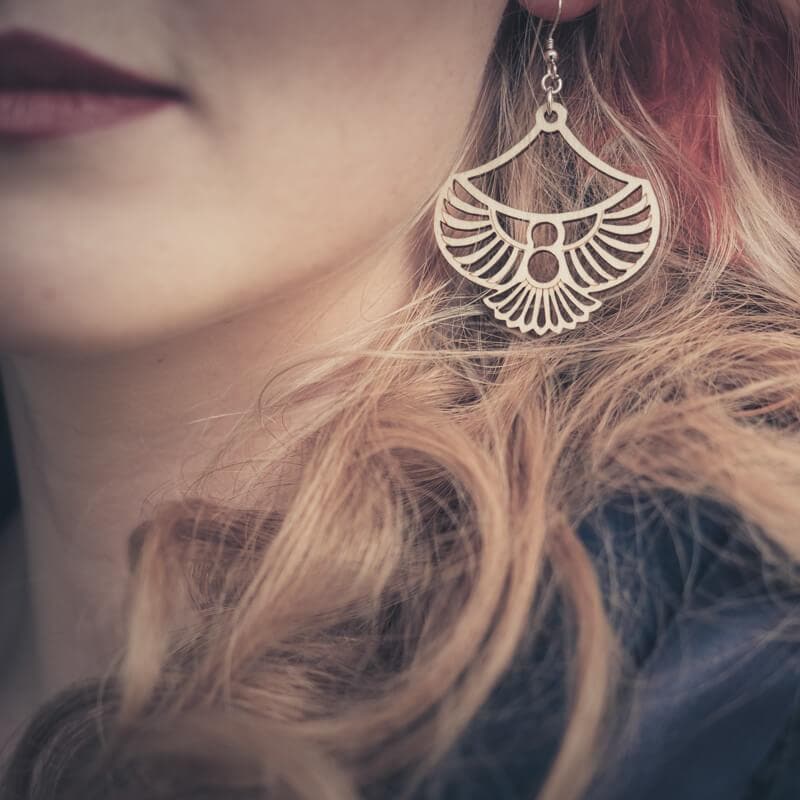 Sanninco Kuukkeli puiset korvakorut suomalainen design Kuhmo